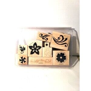 Stampin Up! Stitched Exotics Mounted Wooden Complete Set Of 9
